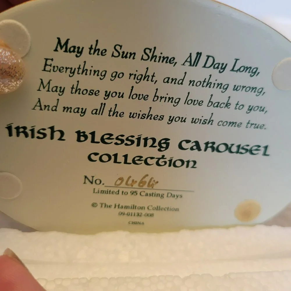NIB The Hamilton Collection - Irish Blessing Carousel Sculpture